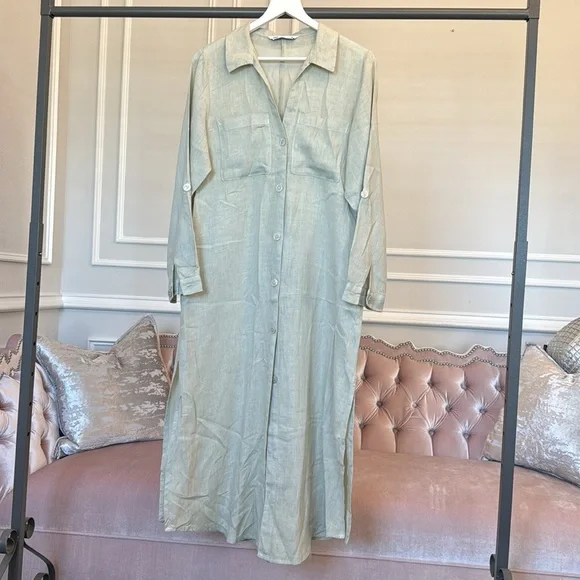 NWOT ZARA TUNIC LINEN DRESS SIZE S OVERSIZED - Picture 10 of 17